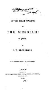 Cover of: The Messiah, [abridged] tr. into Engl. verse [by F.A. Head]. by Friedrich Gottlieb Klopstock