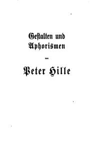 Cover of: Gesammelte Werke von Peter Hille by Peter Hille