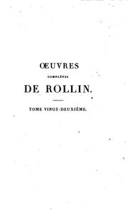 Cover of: Oeuvres complètes de Rollin