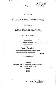 Cover of: Select Icelandic Poetry: Translated from the Originals; with Notes by William Herbert, William Herbert