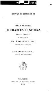 Cover of: Della signoria di Francesco Sforza nella Marca e peculiarmente in Tolentino (decembre 1433 ...