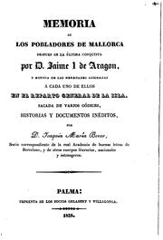 Cover of: Memoria de los pobladores de Mallorca despues de la última conquista por D. Jaime I de Aragon, y ..