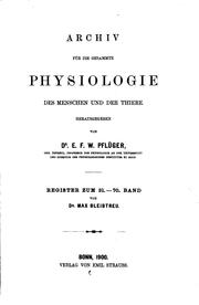 Cover of: Archiv für die gesammte Physiologie des Menschen und der Thiere by Eduard Friedrich Wilhelm Pflüger