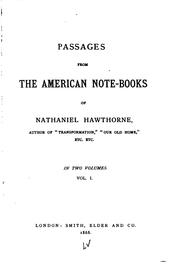 Cover of: Passages from the American Note-books of Nathaniel Hawthorne by Nathaniel Hawthorne