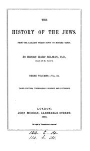 Cover of: The history of the Jews [by H.H. Milman]. by Henry Hart Milman