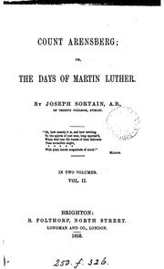 Cover of: Count Arensberg; or, The days of Martin Luther by Joseph Sortain