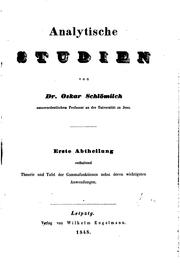 Cover of: Analytische Studien