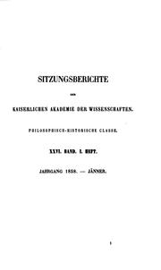Cover of: Sitzungsberichte. Philosophisch-historische Classe