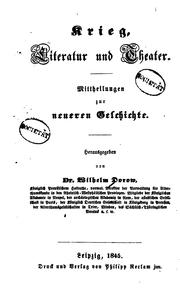 Cover of: Krieg, Literatur und Theater: Mittheilungen zur neueren Geschichte