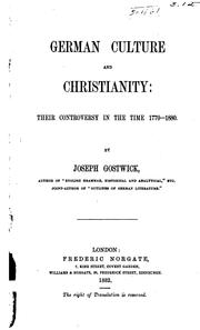 Cover of: German Culture and Christianity: Their Controversy in the Time 1770-1880 by Joseph Gostwick