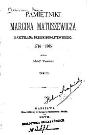 Cover of: Pamiętniki Marcina Matuszewicza, 1714-1765