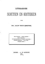 Cover of: Litterarische schetsen en kritieken by Jan ten Brink