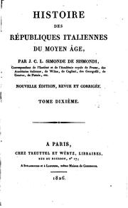 Cover of: Histoire Des Republiques Italiennes Du Moyen Age