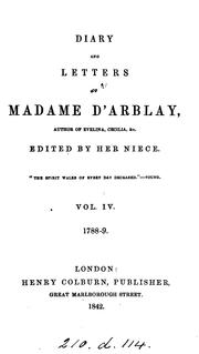 Cover of: Diary and Letters of Madame D