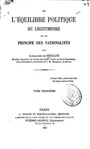 Cover of: De l'équilibre politique du légitimisme et du principe des nationalités