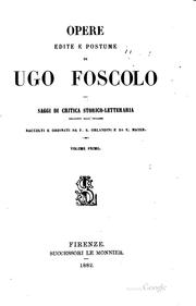 Cover of: Opere edite e postume by Ugo Foscolo