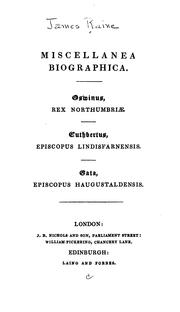 Cover of: Miscellanea biographica by James Raine