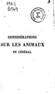 Cover of: Considérations sur les animaux en général