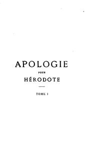 Cover of: Apologie pour Hérodote: satire de la socie?te? au XVIe sie?cle