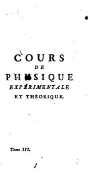 Cover of: Cours de physique expérmentale et théorique: formant la dernière partie d'un précis de ...