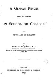 Cover of: A German Reader for Beginners in School Or College by Edward Southey Joynes