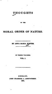 Cover of: Thoughts on the Moral Order of Nature