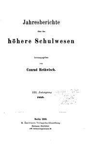 Cover of: Jahresberichte über das höhere Schulwesen by Conrad Rethwisch