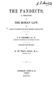 Cover of: The Pandects: A Treatise on the Roman Law and Upon Its Connection with Modern Legislation