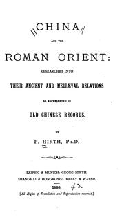 Cover of: China and the Roman Orient by Friedrich Hirth