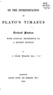 Cover of: On the Interpretation of Plato's Timaeus: Critical Studies with Special Reference to a Recent Ed.