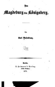 Cover of: Von Magdeburg bis Königsberg by Karl Rosenkranz