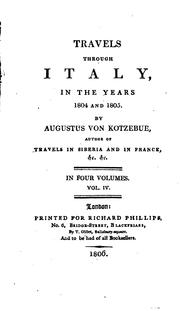 Cover of: Travels Through Italy, in the Years 1804 and 1805