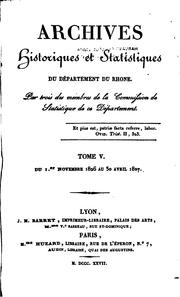 Cover of: Archives historiques et statistiques du département du Rhone by Rhone (Departement)