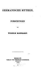 Cover of: Germanische Mythen by Wilhelm Mannhardt