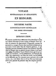 Cover of: Voyage minéralogique et géologique, en Hongrie, pendant l'année 1818;