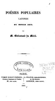 Cover of: Poésies populaires latines du moyen age: Latina quae, medium per aevum, in ...