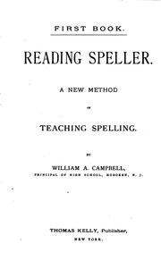 Cover of: Reading Speller: A New Method of Teaching Spelling