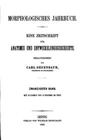 Cover of: Morphologisches Jahrbuch by 