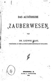 Cover of: Das altjüdische Zauberwesen