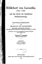 Cover of: Hildebert von Lavardin(1056-1133) und das Recht der kirchlichen Stellenbesetzung