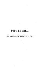 Cover of: Diphtheria c.2 | British ed