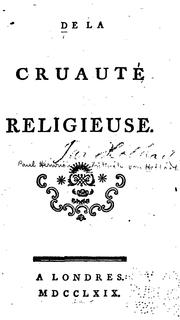 Cover of: De la eruauté religieuse