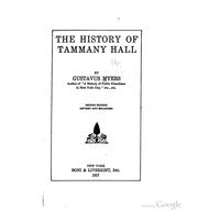 The history of Tammany Hall by Gustavus Myers