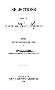 Cover of: Selections from the Essays of Francis Jeffrey