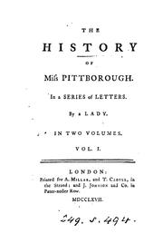 Cover of: The history of miss Pittborough, by a lady | Pittborough