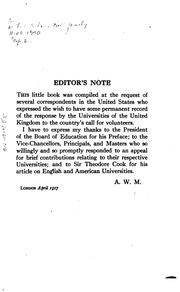 Cover of: British Universities and the War: A Record and Its Meaning