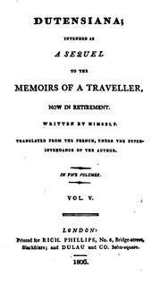 Cover of: Memoirs of a traveller [calling himself Duchillou] now in retirement, written by himself. Transl