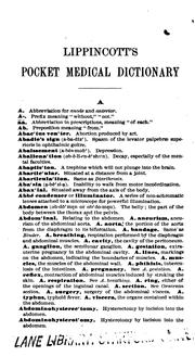 Cover of: Lippincott's Pocket Medical Dictionary: Including the Pronunciation and Definition of Twenty ..