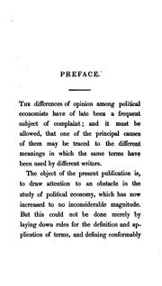 Cover of: Definitions in political economy: preceded by an inquiry into the rules which ought to guide political economists in the definition and use of their terms; with remarks on the deviation from these rules in their writings