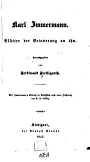 Cover of: Karl Immermann: Blätter der Erinnerung an ihn